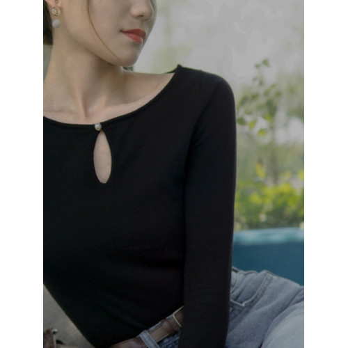 設計感小衆兩穿針織打底衫女秋冬純欲風修身顯瘦內搭性感新年上衣