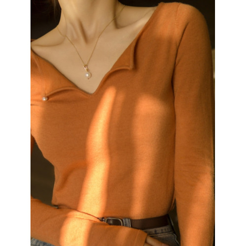 設計感小衆兩穿針織打底衫女秋冬純欲風修身顯瘦內搭性感新年上衣