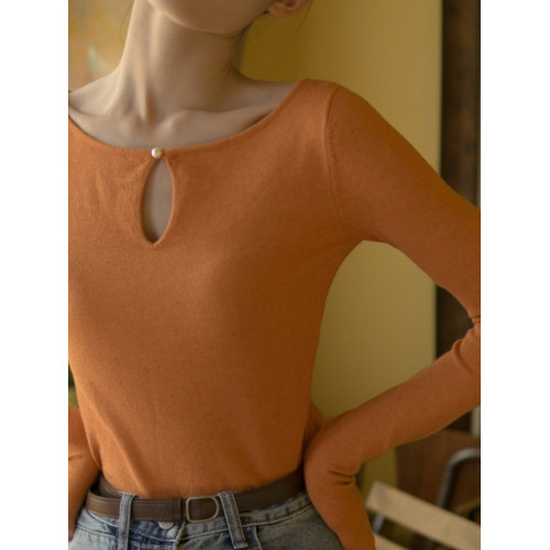 設計感小衆兩穿針織打底衫女秋冬純欲風修身顯瘦內搭性感新年上衣