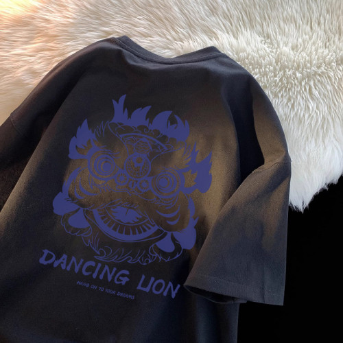 2026國潮重磅小衆純棉短袖t恤男款新年國風馬年寬鬆潮牌半袖上衣