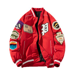 mYes牧野森新年本命年紅色棉衣女男情侶夾克春秋外套冬季棒球棉服