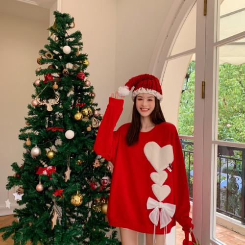 新年衣服大碼胖mm紅色衛衣女小衆設計感慵嬾風秋冬本命年上衣外套