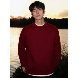 2026新年紅色毛衣男款冬季內搭加絨加厚馬年本命年圓領打底針織衫