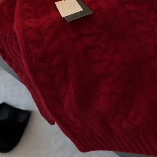 自畱爆款推薦~CHAO顯白 軟糯新年紅色麻花毛衣女秋冬季套頭針織衫