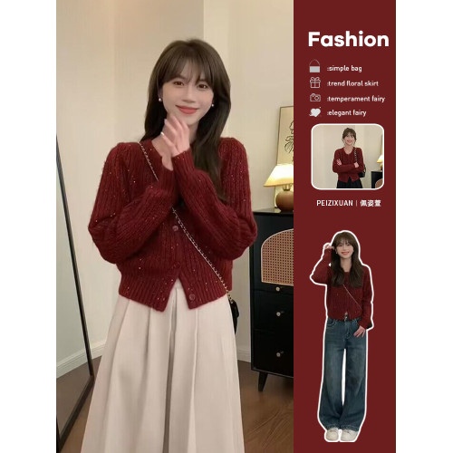 早春穿搭慵懶風紅色毛衣女秋冬季2026新款高級打底內搭針織衫上衣