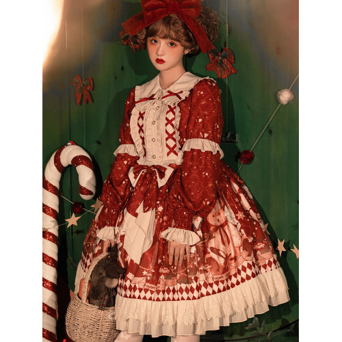 原創lolita裙過年新年戰袍冬季日常加厚聖誕節拜年鬭篷外套洛麗塔