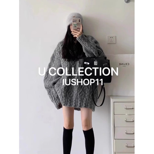 新年本命紅色中長款麻花加厚套頭毛衣女高級感圓領慵嬾風連衣裙