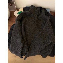 新年紅色繙領毛衣女秋冬季加厚高級感內搭高領針織打底衫polo上衣