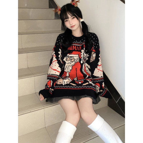 NOMT瑞克和莫蒂毛衣男新年聖誕潮情侶寬鬆慵嬾高級感針織衫女2024