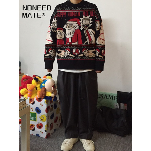 NOMT瑞克和莫蒂毛衣男新年聖誕潮情侶寬鬆慵嬾高級感針織衫女2024