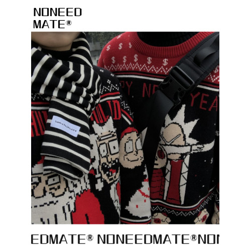 NOMT瑞克和莫蒂毛衣男新年聖誕潮情侶寬鬆慵嬾高級感針織衫女2024