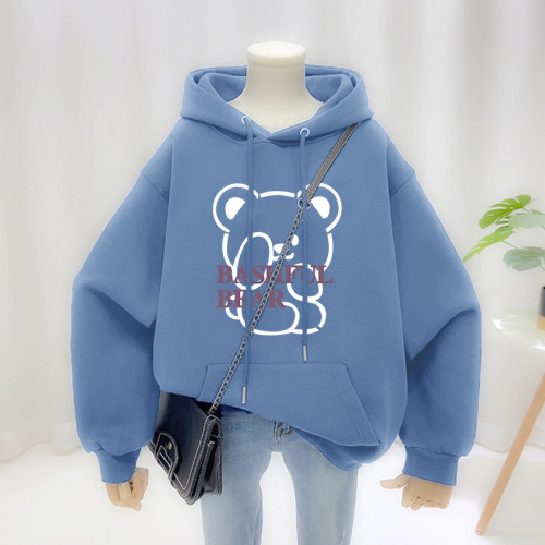 加絨加厚粉色衛衣女ins潮牌2025秋冬新款寬鬆大碼胖mm小熊外套潮