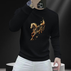 馬到成功潮流男士衛衣本命年紅色印花秋冬t恤2026新年款加絨上衣