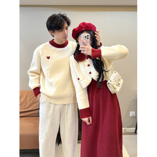 小衆設計感情侶裝毛衣秋冬季聖誕領證訂婚針織衫連衣裙一裙一衣潮