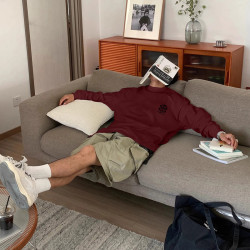 新年風休閒寬鬆重磅束口t恤潮男高街純棉260g打底長袖春秋款