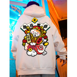 2025紅色連帽衛衣秋冬季過年新年本命年寬鬆加絨情侶大碼男款外套