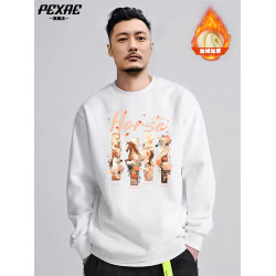 2026馬年男士新款紅色衛衣本命年加絨加厚打底衫新年潮牌衣服男裝