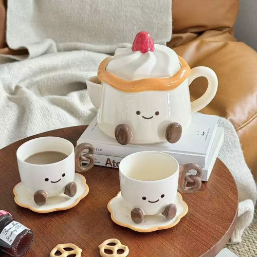 可愛陶瓷墩墩腳丫咖啡杯碟套裝茶壺家用馬克單杯女生日禮物伴手禮