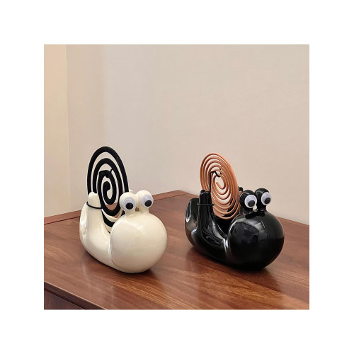 可愛蝸牛蚊香架陶瓷家用掛式防火防燙接灰盤多功能蚊香盤裝飾擺件