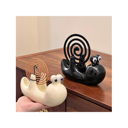 可愛蝸牛蚊香架陶瓷家用掛式防火防燙接灰盤多功能蚊香盤裝飾擺件