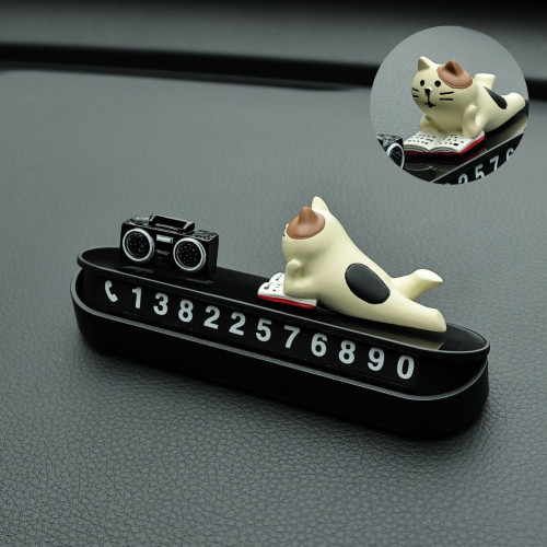 黑白數字貓貓挪車電話牌可愛個性臨時停車號碼牌車用內飾移車創意