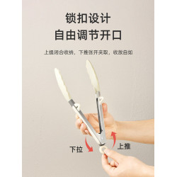 矽膠夾子廚房不鏽鋼食品夾烤肉工具燒烤煎牛排專用食物夾菜防燙夾