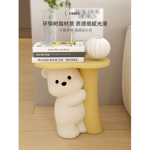 可愛小熊茶幾客廳擺件落地沙發床頭邊幾卡通桌子家具創意臥室裝飾