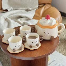 可愛陶瓷墩墩腳丫咖啡杯碟套裝茶壺家用馬克單杯女生日禮物伴手禮