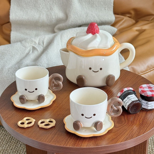 可愛陶瓷墩墩腳丫咖啡杯碟套裝茶壺家用馬克單杯女生日禮物伴手禮