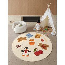 卡通可愛兒童房閲讀區圓形地毯2026新款客廳臥室裝飾床邊毯地墊小