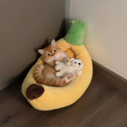 香蕉船窩狗窩冬季保暖冬天墊子半封閉式安全感泰迪狗貓窩流浪貓