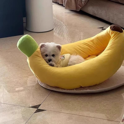香蕉船窩狗窩冬季保暖冬天墊子半封閉式安全感泰迪狗貓窩流浪貓