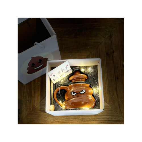 抽象搞怪喝水咖啡馬克杯子帶蓋陶瓷大便便粑粑醜到爆稀奇古怪禮物