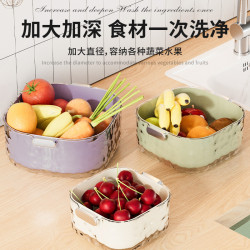雙層洗菜盆瀝水籃六件套廚房客廳家用洗水果盤簡約塑膠淘菜菜籃子