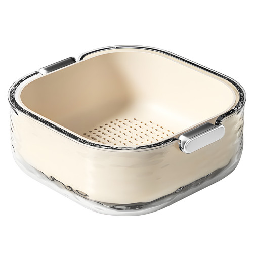 雙層洗菜盆瀝水籃六件套廚房客廳家用洗水果盤簡約塑膠淘菜菜籃子