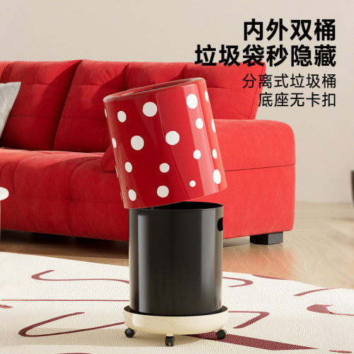 創意垃圾桶家用高級感大號大容量客廳臥室衛生間雙層垃圾筒帶輪子