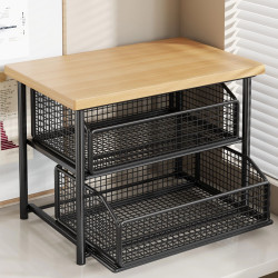 打印機置物架桌面帶抽屜復印機收納架辦公室桌上小型雙層放置架子