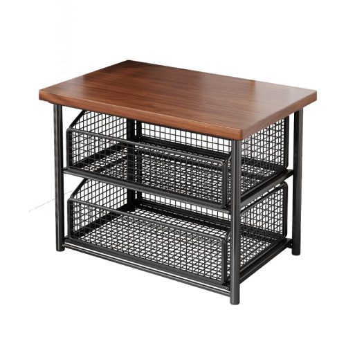 打印機置物架桌面帶抽屜復印機收納架辦公室桌上小型雙層放置架子