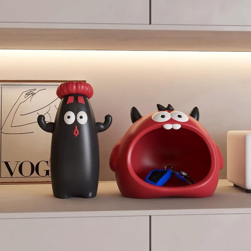 小怪獸入戶門口放鑰匙收納玄關擺件客廳桌面家居軟裝飾品喬遷禮物