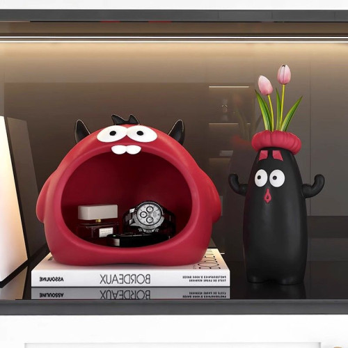 小怪獸入戶門口放鑰匙收納玄關擺件客廳桌面家居軟裝飾品喬遷禮物