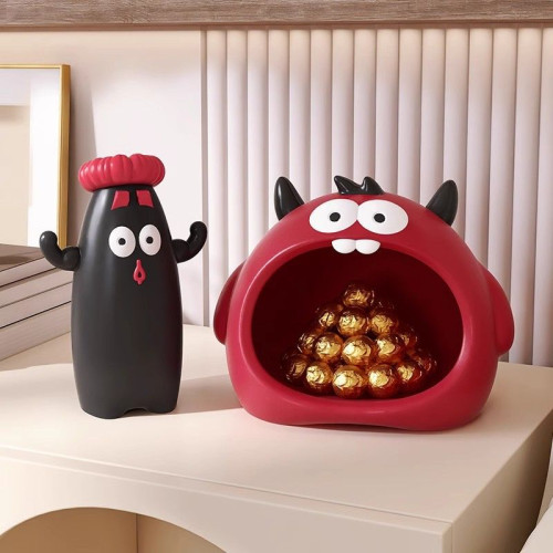 小怪獸入戶門口放鑰匙收納玄關擺件客廳桌面家居軟裝飾品喬遷禮物