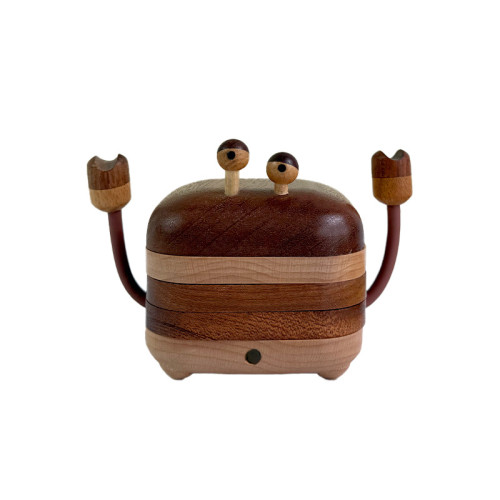 小螃蟹杯墊實木磁吸杯托日式防燙茶具隔熱墊餐墊可愛茶水杯墊