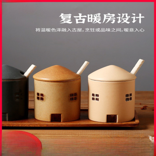 暖房造型復古高顔值廚房鹽調味罐 收納盒家用鹽罐陶瓷日式收納瓶