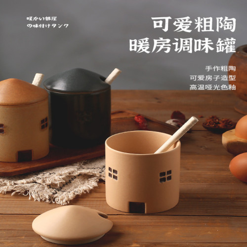暖房造型復古高顔值廚房鹽調味罐 收納盒家用鹽罐陶瓷日式收納瓶