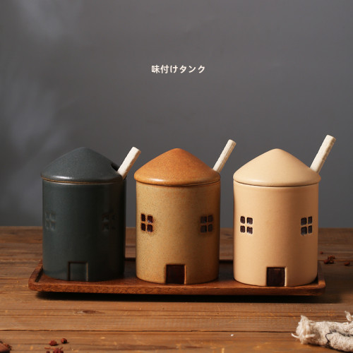 暖房復古高顔值廚房鹽調味罐 收納盒大料家用鹽罐陶瓷日式調料瓶 暖房復古高顔值廚房鹽調味罐 收納盒大料家用鹽罐陶瓷日式調料瓶