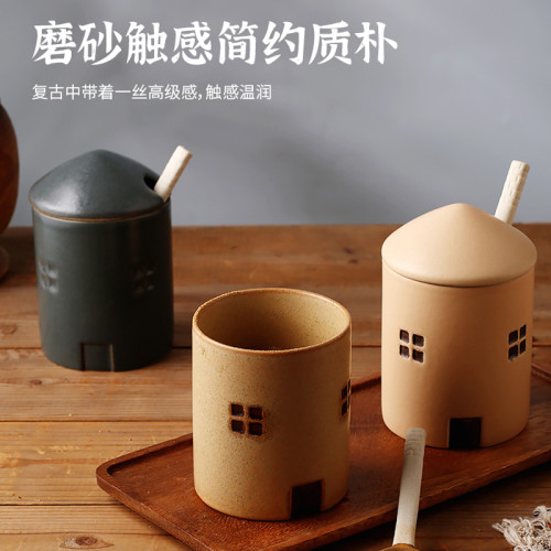 暖房復古高顔值廚房鹽調味罐 收納盒大料家用鹽罐陶瓷日式調料瓶 暖房復古高顔值廚房鹽調味罐 收納盒大料家用鹽罐陶瓷日式調料瓶