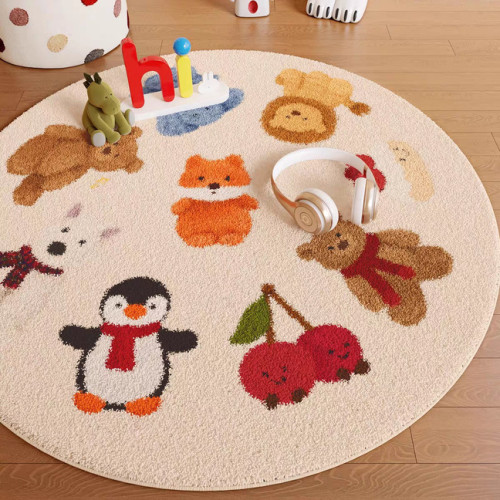 卡通可愛兒童房閲讀區圓形地毯2025新款客廳臥室床邊毯地墊椅子墊 卡通可愛兒童房閲讀區圓形地毯2025新款客廳臥室床邊毯地墊椅子墊