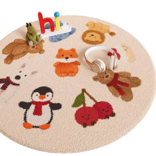 卡通可愛兒童房閲讀區圓形地毯2025新款客廳臥室床邊毯地墊椅子墊 卡通可愛兒童房閲讀區圓形地毯2025新款客廳臥室床邊毯地墊椅子墊