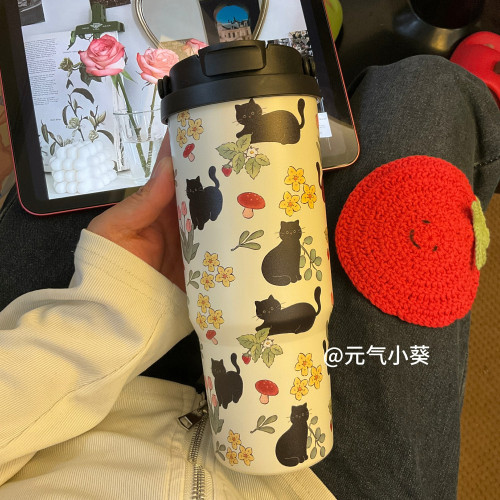 2025新款車用冰霸杯女生高顔值戶外大容量316不鏽鋼可攜式雙飲水杯