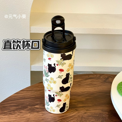 2025新款車用冰霸杯女生高顔值戶外大容量316不鏽鋼可攜式雙飲水杯